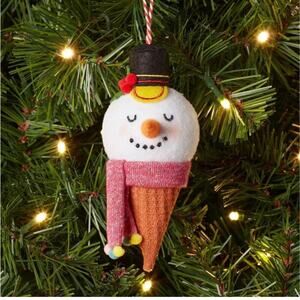 Vanessa Brantley-Newton Snowman Ice Cream Cone Christmas Tree Ornament Nwt